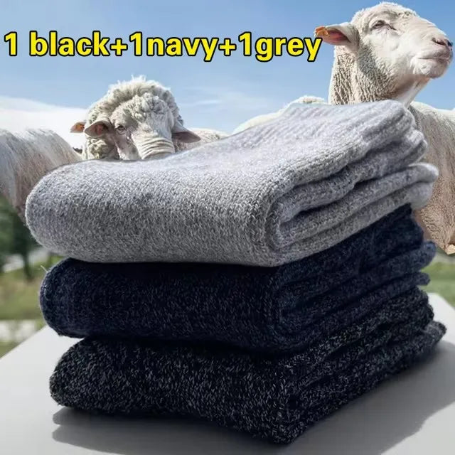 Men's Thick Winter Socks – Warm Terry-Lined Crew Socks, 3 or 5 Pairs