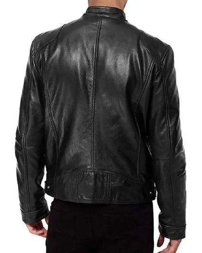 Chaqueta motera de cuero sintético de corte holgado para hombre