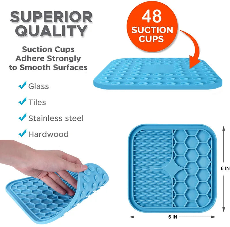 Lick Mat for Cats & Small Dogs – Suction-Cup Slow Feeder