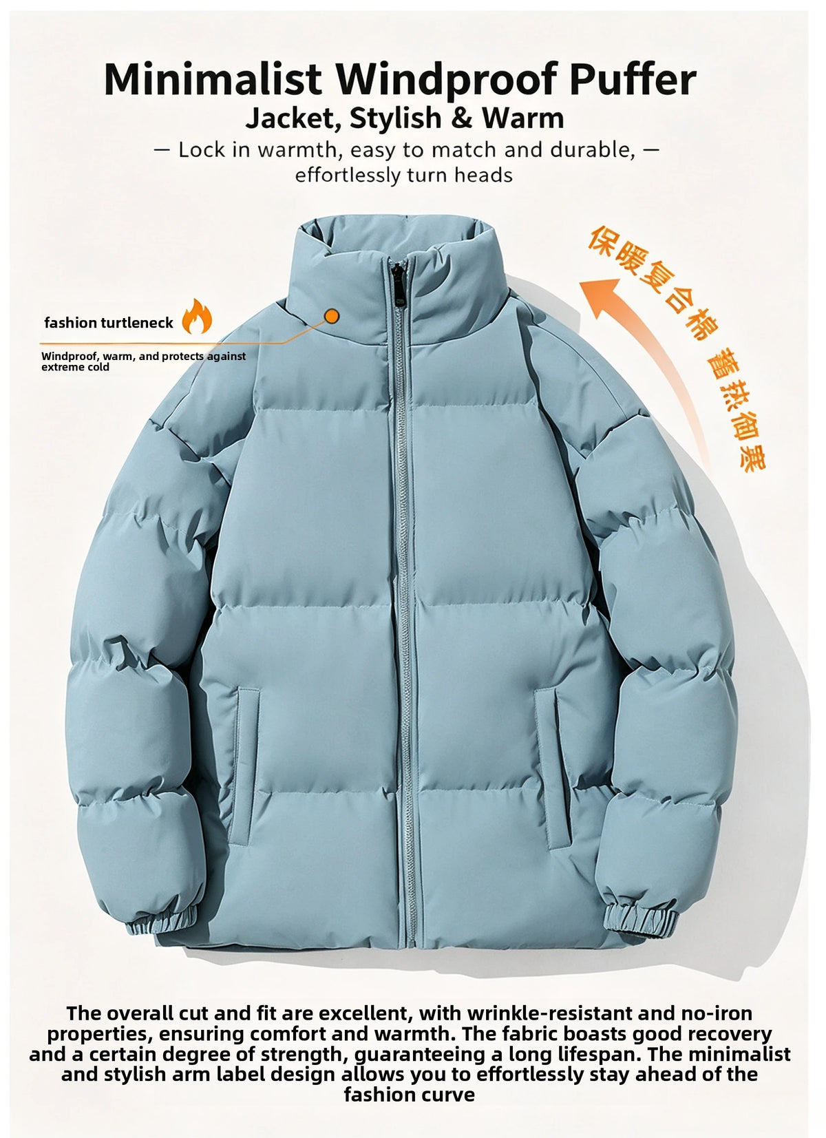 Women Men Winter Puffer Jacket, Solid Color Zip Up Stand Collar Warm Coat, Loose Casual Long Sleeve Outerwear For Daily