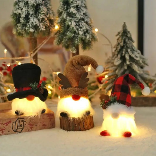 Light-Up Christmas Gnome Plush Ornament – LED Santa Gnome Decor