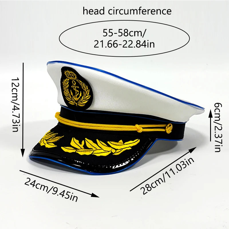 LED Light-Up Pirate Captain Hat - Glowing Tricorn Costume Hat for Halloween & Parties
