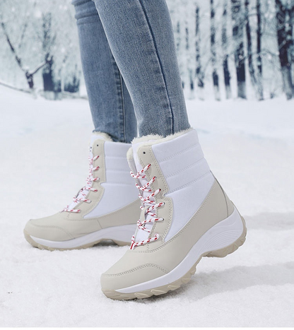 Botines de cuña con plataforma y forro de felpa para mujer AZGB