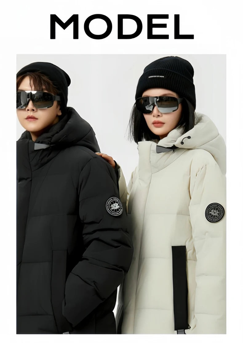 Winter Long Down Jacket Women Windbreaker Jacket Fashion Couple Down Coat Warm Hooded Thick Winter Windproof Waterproof Men Coat