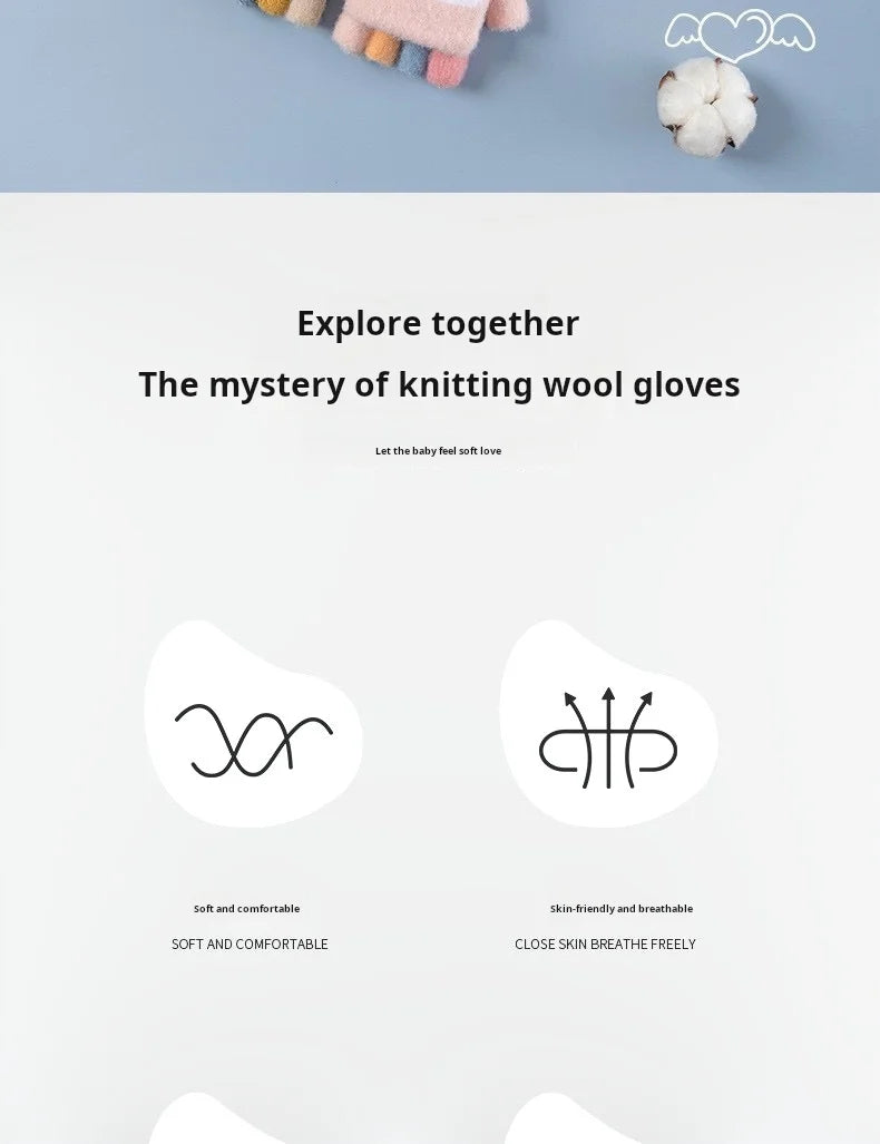 Kids' Bunny Flip-Top Knit Gloves – Half-Finger Mittens (Ages 4–11)