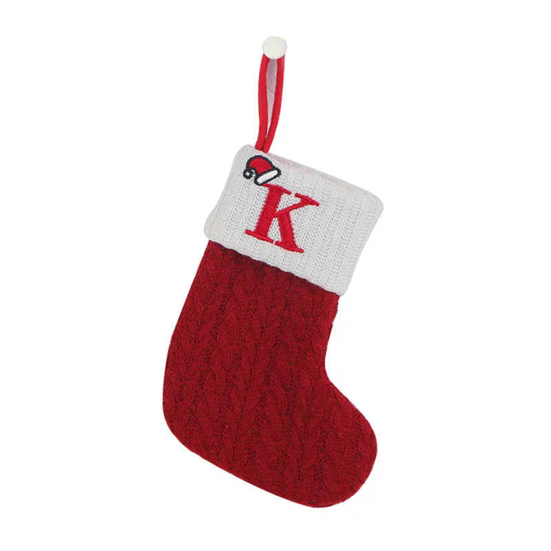 Knitted Initial Christmas Stocking – Letter A–Z Personalized
