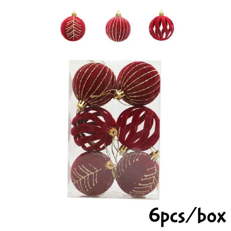 Velvet Christmas Ball Ornaments – 4 cm Vintage Baubles, Set of 6 or 12