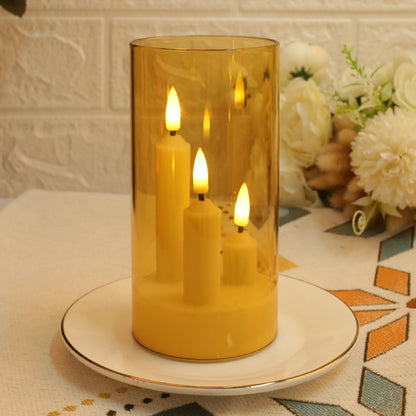 Candele a LED affusolate 3 in 1 senza fiamma con paralume | 4 colori | Set da 1–5 pezzi | Natale e matrimonio