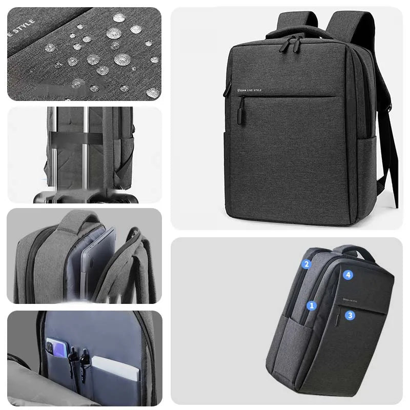 17.3" Laptop Travel Backpack - Large Capacity Waterproof Multi-Pocket Men's Bag
