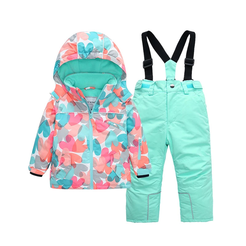 Girls Ski Suits Set Snowboard Coat Pant Waterproof Windproof Warm Children Outdoor Sportwear Young Teen Snowboard Skiing Suit