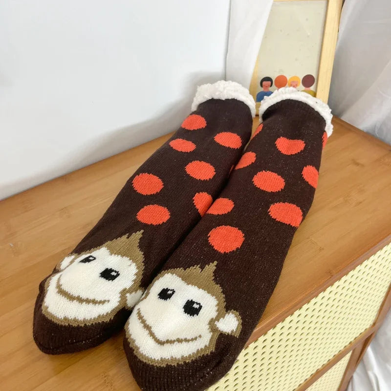 Christmas Fuzzy Socks Womens Winter Thermal Warm Floor Sock Soft Female Home Indoor Gifts Non Slip Grip Slipper Sock Fluffy