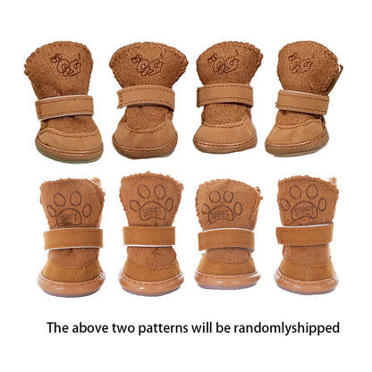 Bottes de neige en peluche pour chien – Lot de 4 chaussons chauds et antidérapants pour petits chiens