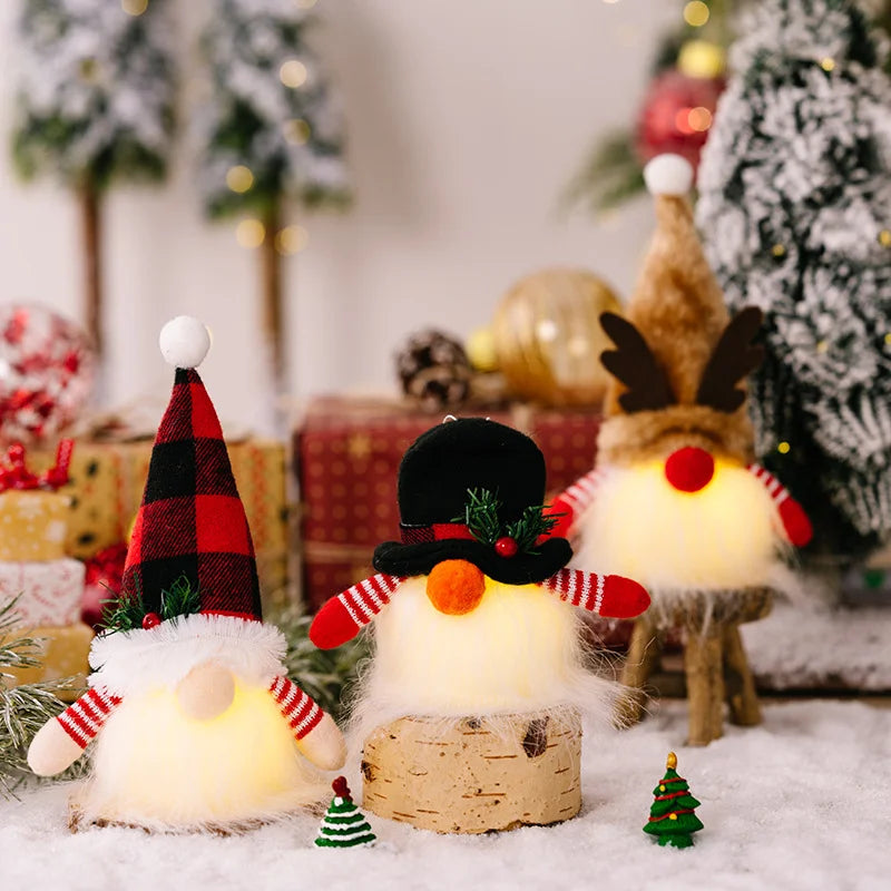 Light-Up Christmas Gnome Plush Ornament – LED Santa Gnome Decor