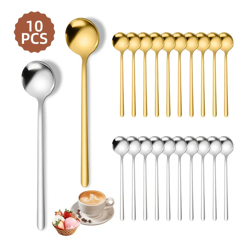 10-Piece Stainless-Steel Coffee & Dessert Spoon Set