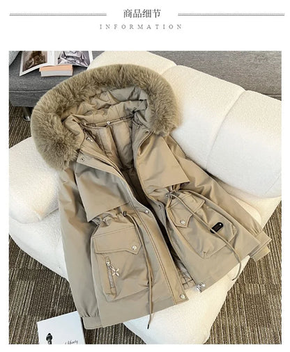 Parka corta acolchada con capucha para mujer OKXGNZ