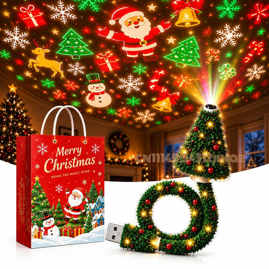 Flexible Christmas Tree Projector Lamp – USB, 6+ Holiday Patterns