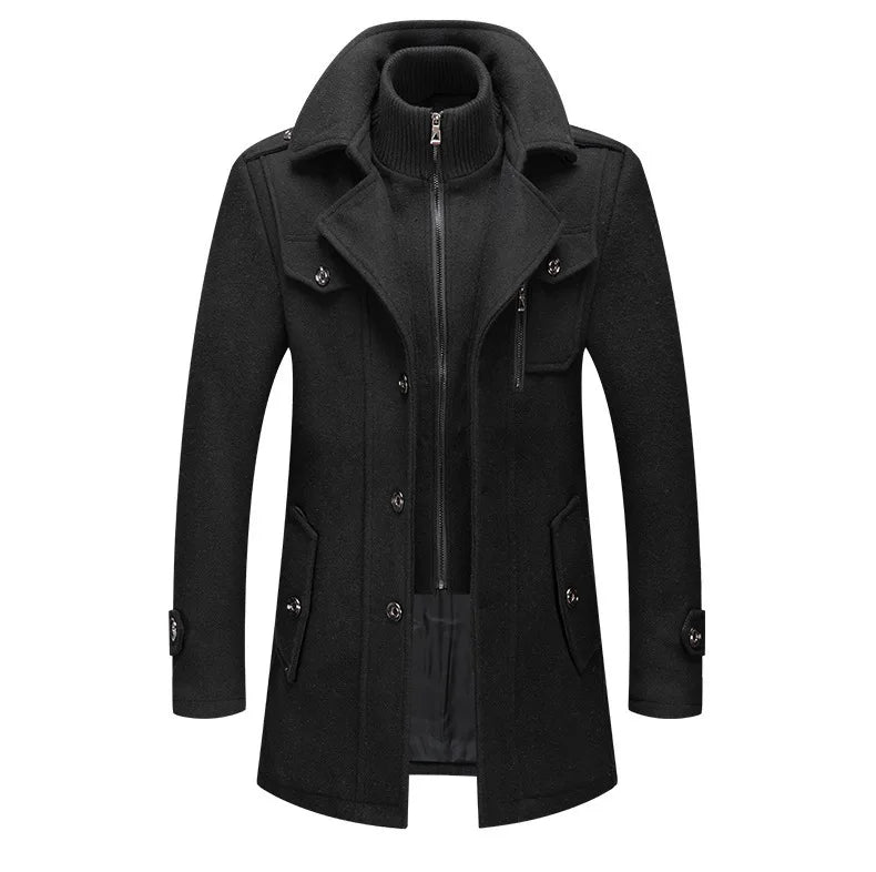 Men's Casual Business Woolen Overcoat Double-Collar Cold-Resistant Jacket Fashionable Autumn Winter 2025