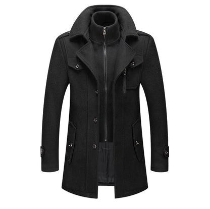 Abrigo largo de poliéster para hombre Rindu con cuello desmontable