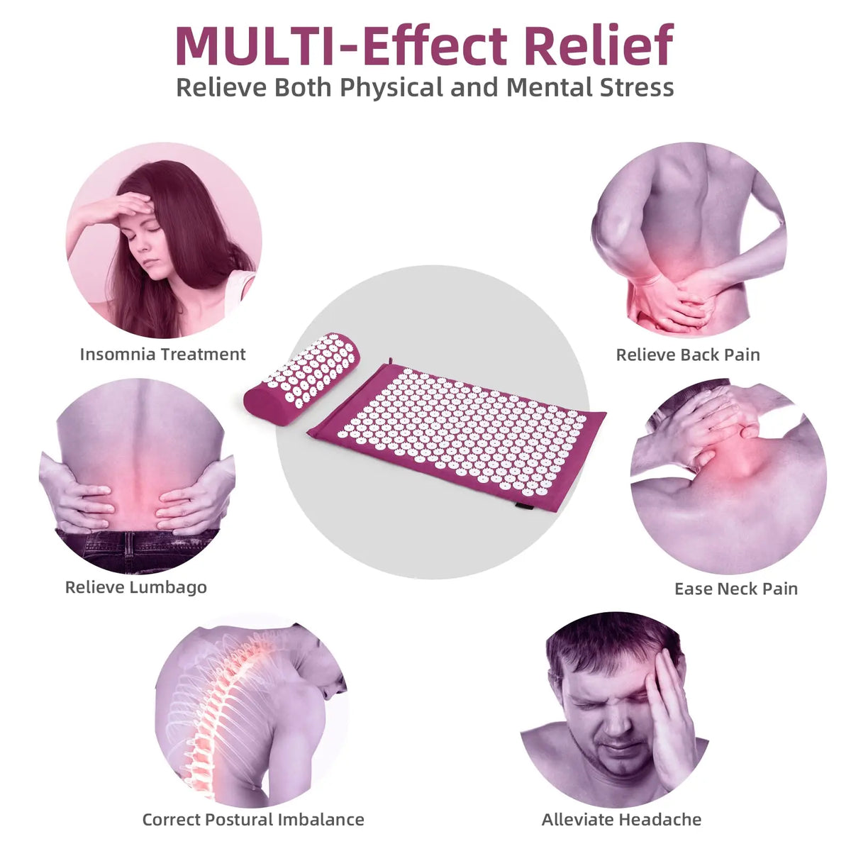 Acupressure Mat & Pillow Set – Back, Neck & Foot Massage Mat