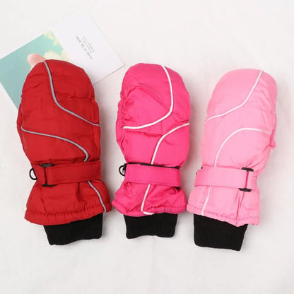 Guantes de esquí ajustables para niños – Guantes para nieve con forro de terciopelo (5–9 años)