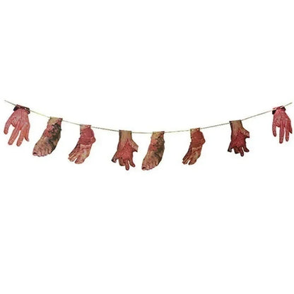 Banner a ghirlanda per Halloween Horror con armi sanguinose – Decorazioni per feste a tema zombie e vampiri per bar e club