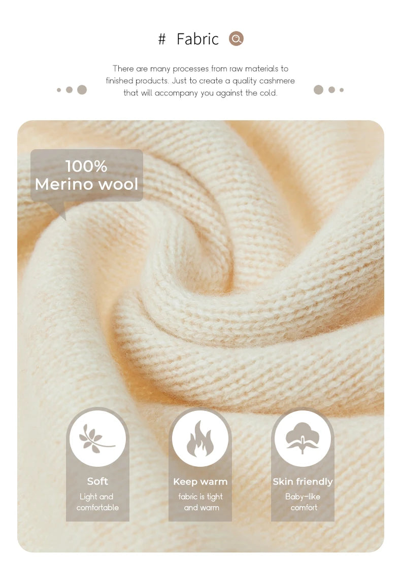 Fashion 100% Merino Wool Sweater Elegant Cashmere Pullover Women O-Neck Long Sleeve Knitwear Basic Clothing  Jumper Tops