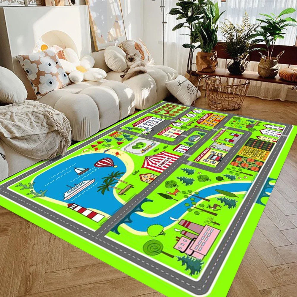 City Road Play Mat for Kids – Non-Slip Car Track Rug, 3 Sizes