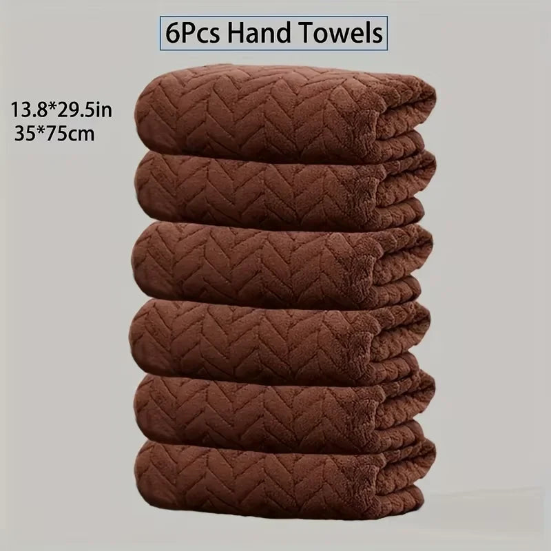 6-Piece Coral Velvet Towel Set – Soft, Thick & Absorbent