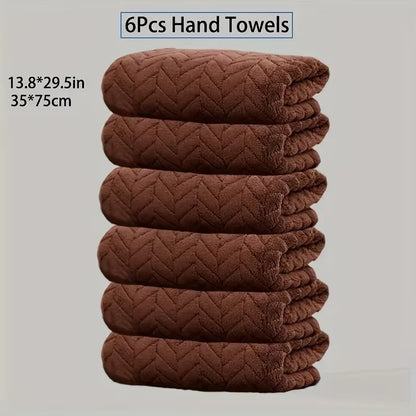 Juego de 6 toallas de terciopelo coral – Suaves, gruesas y absorbentes