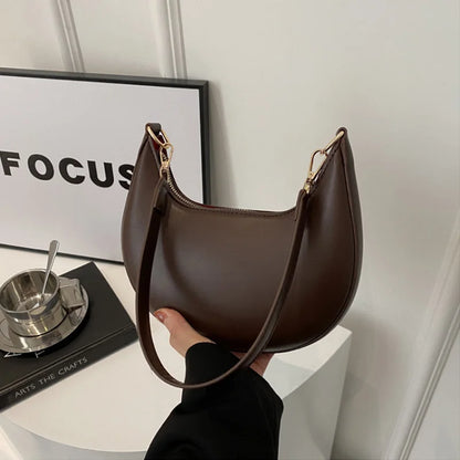 Women's Crescent Moon Shoulder Bag – Soft Vegan Leather Handbag