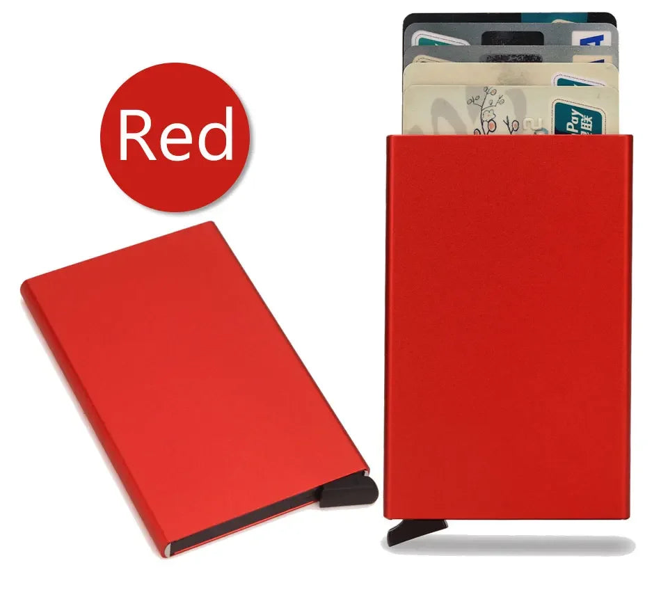 Slim Metal RFID Card Holder – Pop-Up Minimalist Wallet for Men & Women