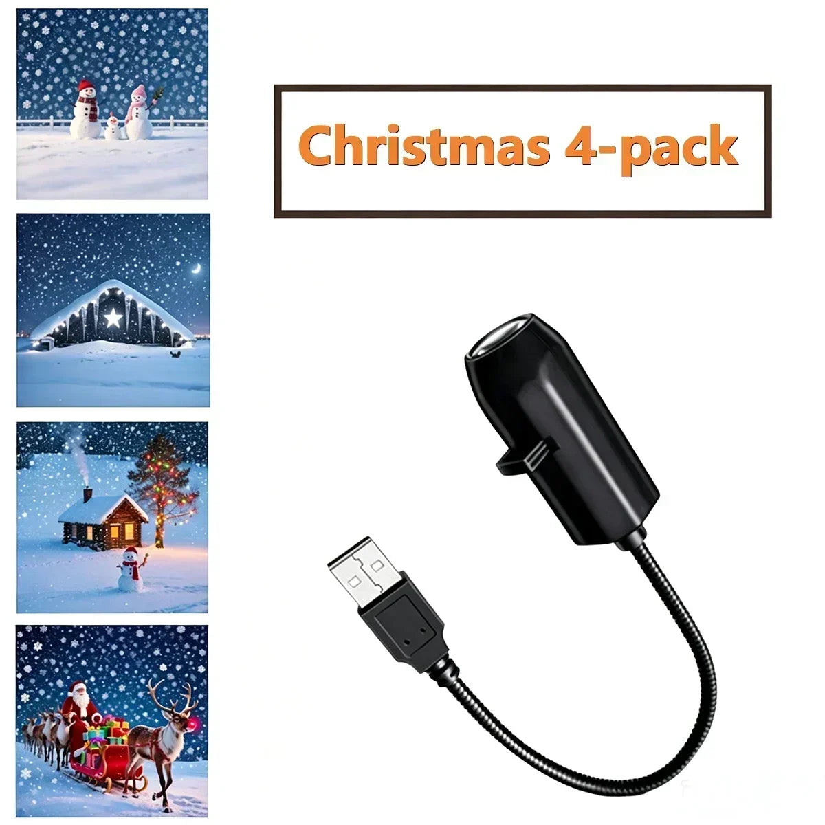 USB Christmas Projector Lamp with Flexible Gooseneck – Car & Desk
