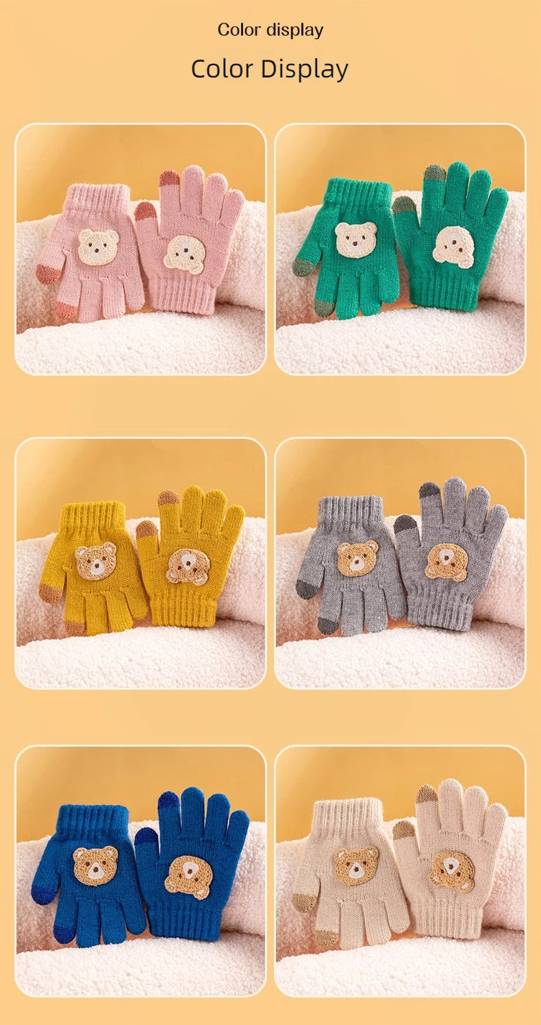 Toddler Bear Knit Gloves – Thick Warm Winter Gloves (Ages 2–6)