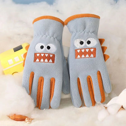 Guanti invernali in peluche a cinque dita per bambini – Età 6–12