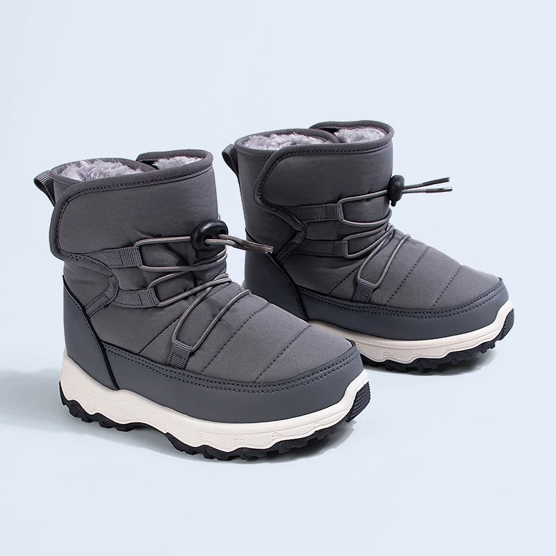 Kids' High-Top Snow Boots – Fleece-Lined, Water-Resistant Winter Boots, Ages 7–13