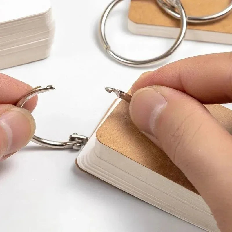 Kraft Paper Blank Flashcards with Binder Rings Spiral Notepads Detachable Kids Mini Notebooks Study Cards Book Kawaii Stationery