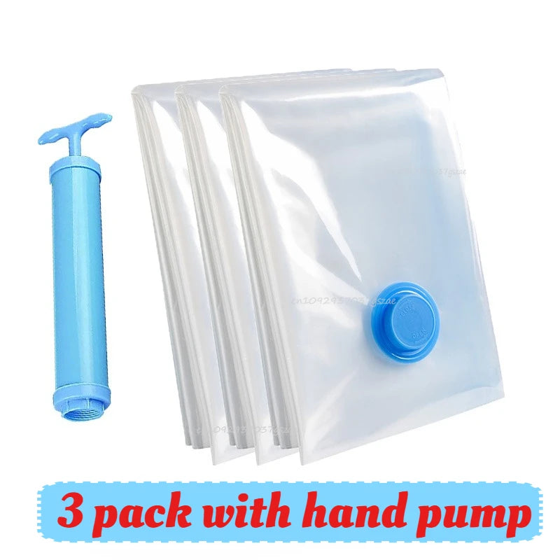 Vacuum Storage Bags with Hand Pump | 5 Sizes, 1–5 Pack | Space Saver Bags for Clothes & Bedding