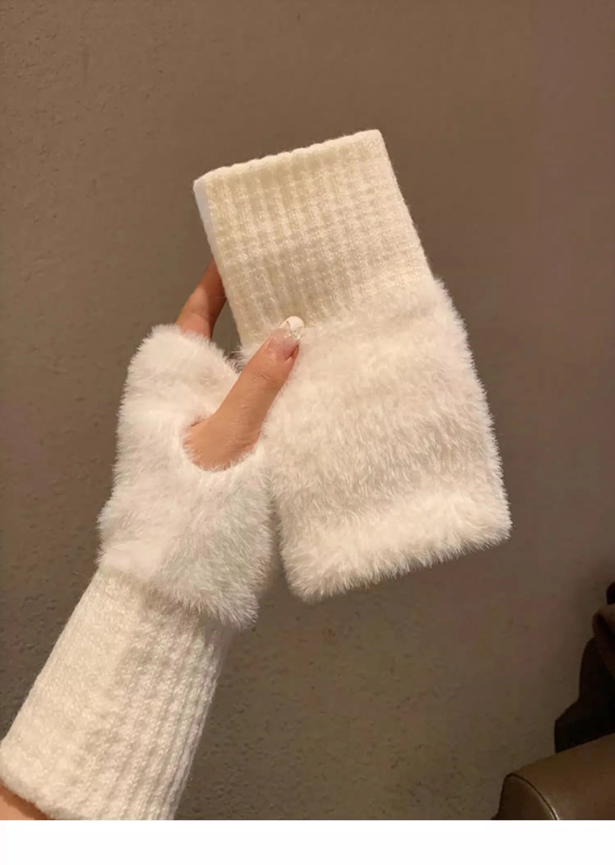 Women's Plush Knit Fingerless Gloves – Soft Wrist Warmers