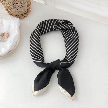 Striped Satin Square Scarf – 70 cm Neck Scarf & Headscarf