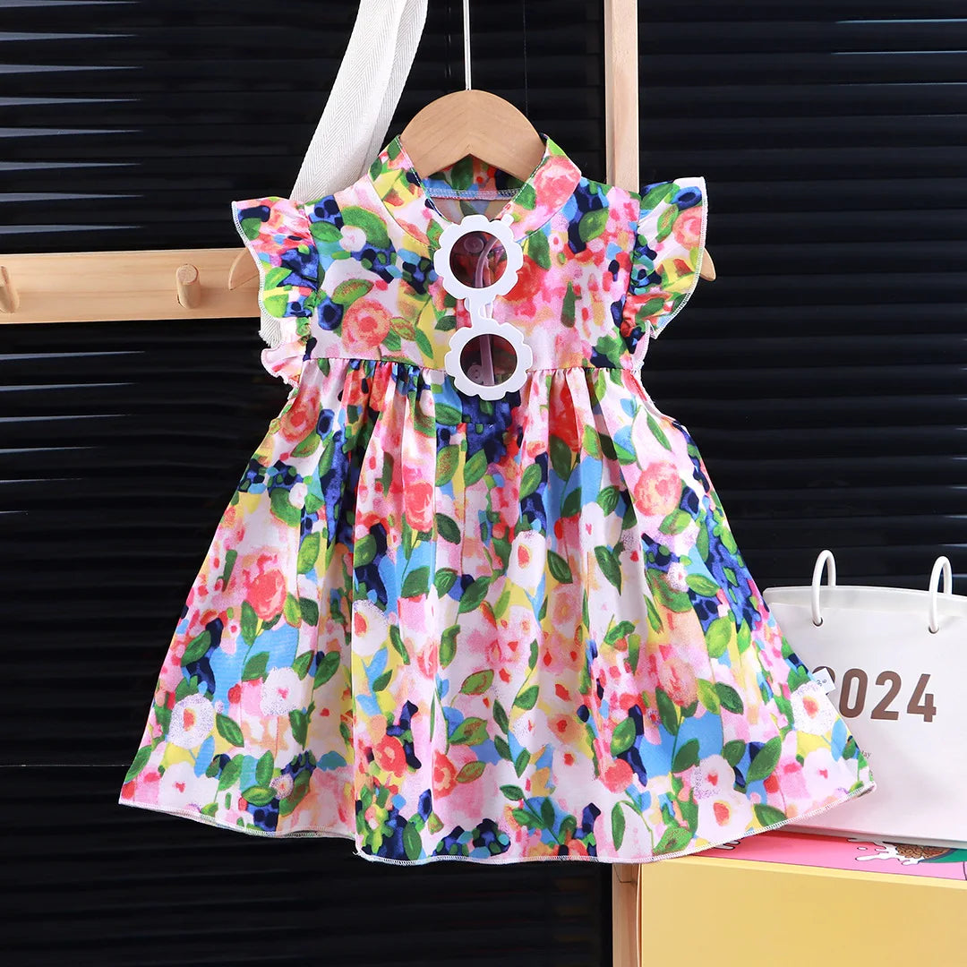 Girls' Breathable A-Line Beach Dress - Soft Summer Holiday Dress, Sizes 80-140cm