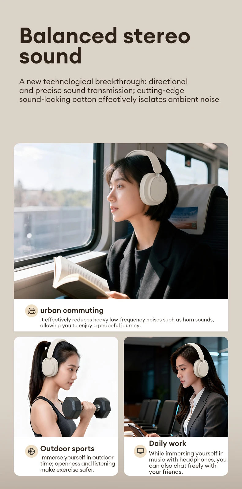 Lenovo LS105 Foldable Wireless Headphones – Bluetooth 6.0, 30-Hour Playtime, Built-In Mic