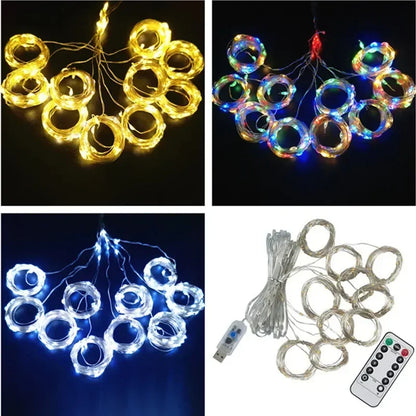 Cortina de luces LED con control remoto – USB, 8 modos, de 3 m a 6 m