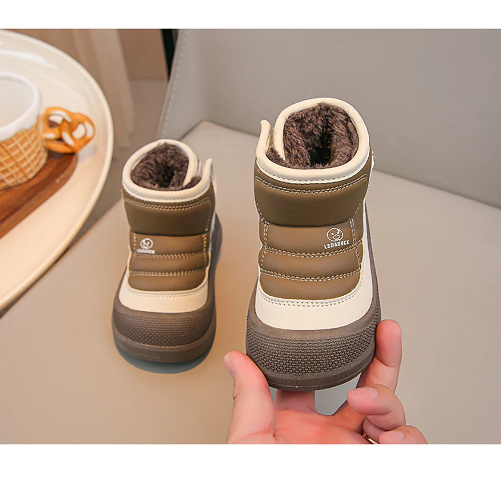 2025 New Winter Plush Snow Boots for Children Thick Warm Boy's Girl's Cotton Shoes Waterproof Kid's Winter Boots Velvet Shoe