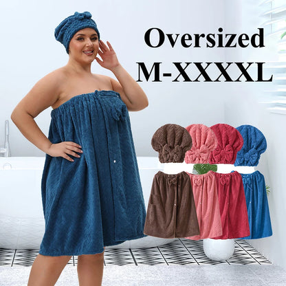 Tragbares Handtuch- & Haarkappe-Set für Damen – Größen M bis 4XL