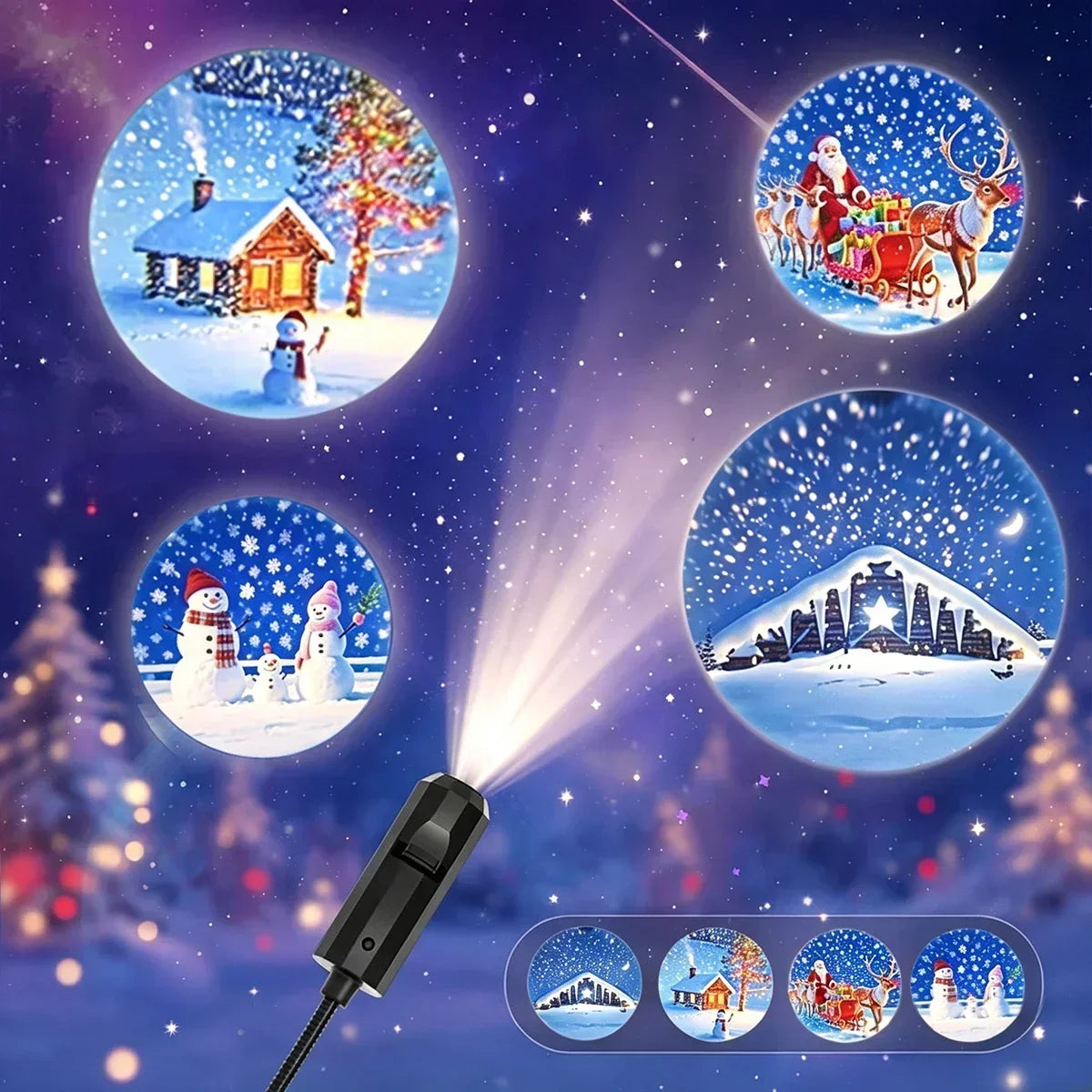 USB Christmas Projector Lamp with Flexible Gooseneck – Car & Desk