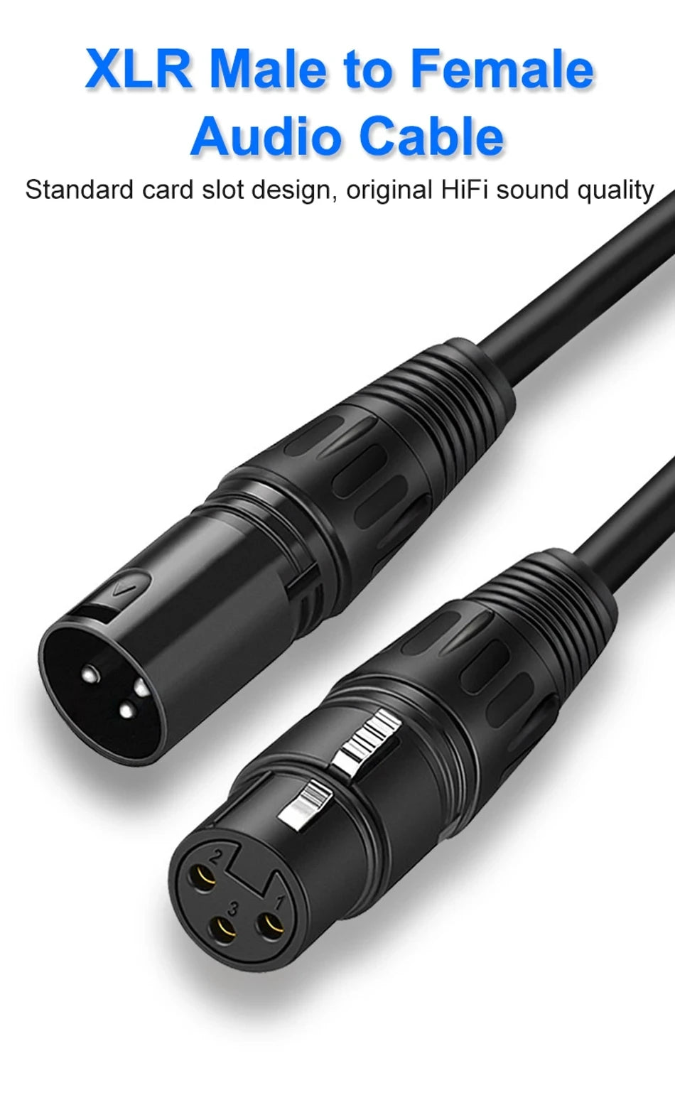 XLR Microphone Cable – Male to Female, 0.5 to 10 m