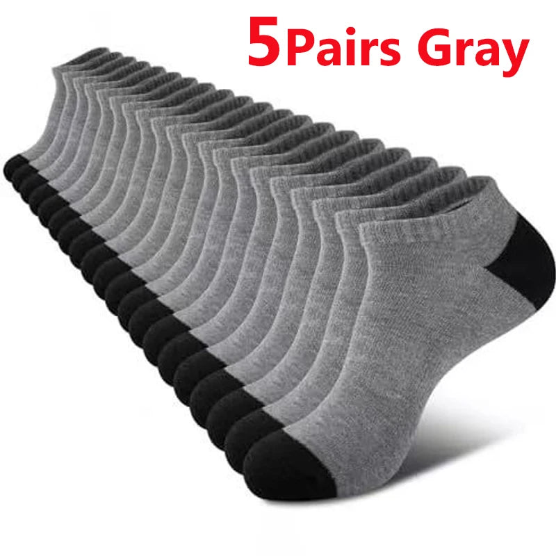Men's Ankle Running Socks – 5 Pairs, Breathable Low-Cut Sport Socks