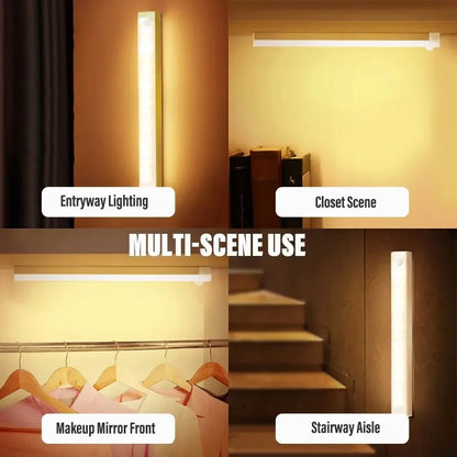 Wiederaufladbare LED-Lichtleiste mit Bewegungsmelder – Kabelloses Unterschrank- & Kleiderschranklicht