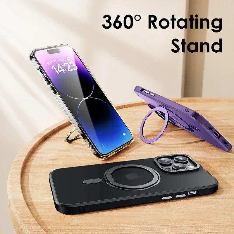 Magnetic iPhone Case with 360° Rotating Ring Stand