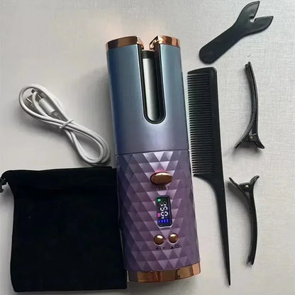 Fer à boucler automatique sans fil | Rechargeable par USB, anti-brûlure, fer à friser sans fil 200°C